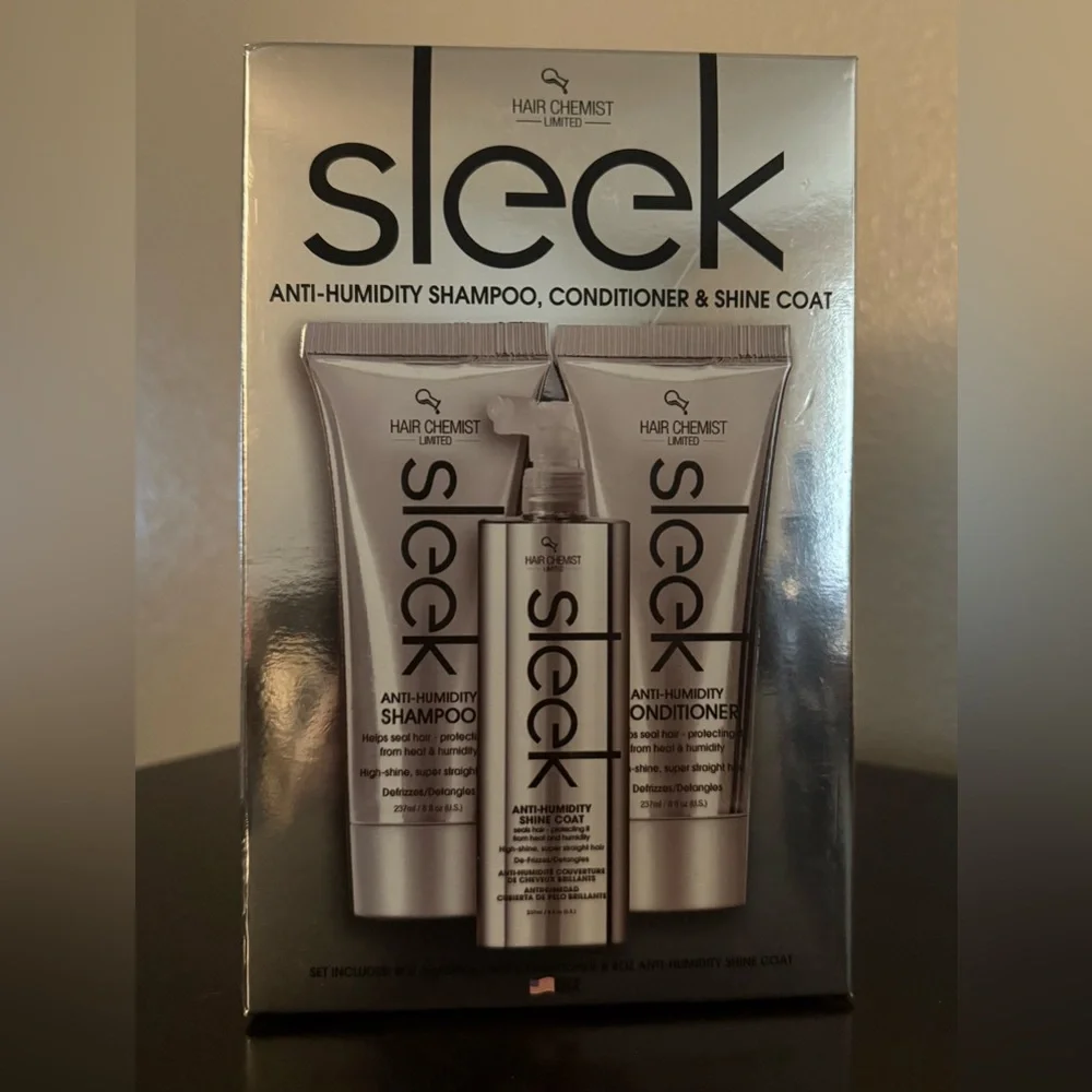 Hair Chemist Sleek Anti-Humidity Hair Care Set | Shampoo Conditioner Shine Coat